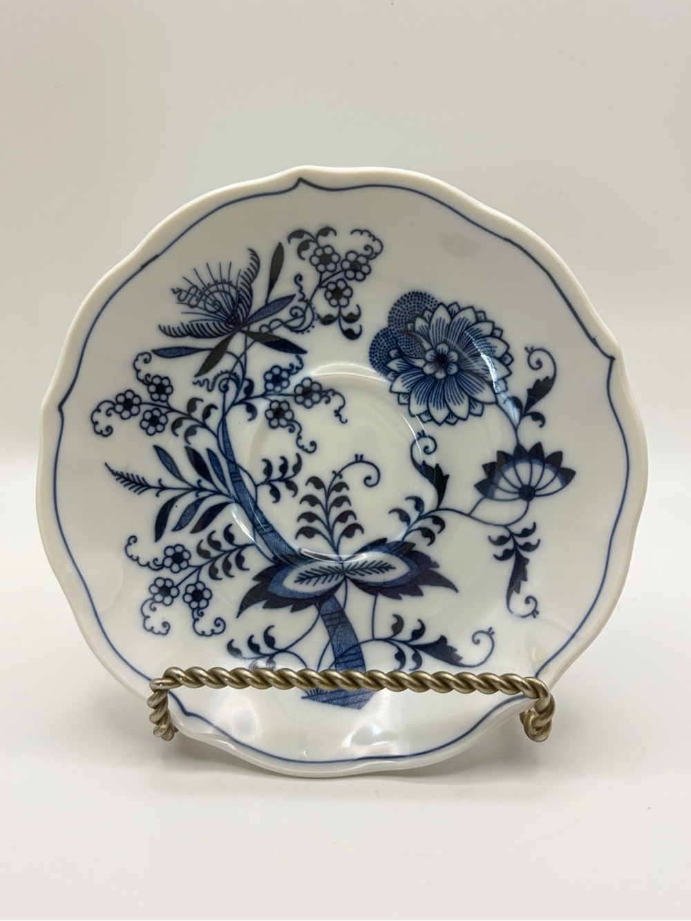 Blue Danube Set of 3 Teacup Saucers 5.5” Ribbon Banner Backstamp Farmhouse